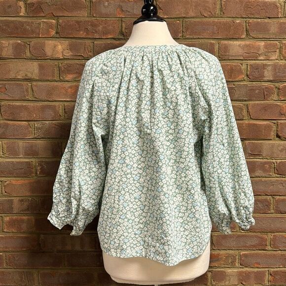 Levi’s WOMEN'S LAINEY Green Floral PRINTED COTTON BUTTON-FRONT TOP Sz Large - Picture 7 of 10